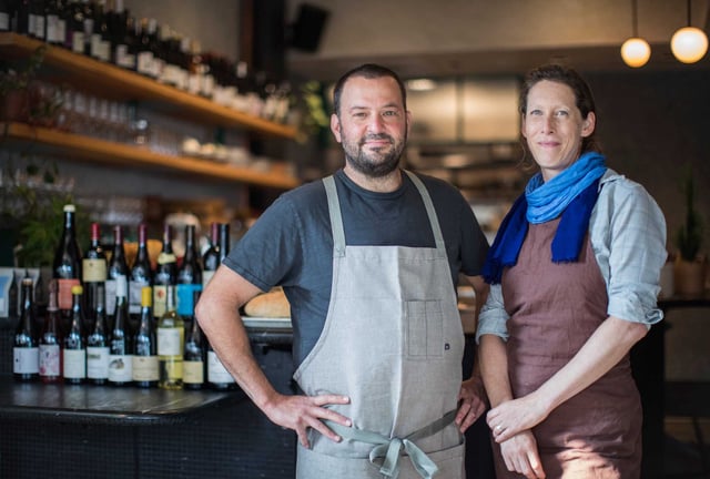 Stuart Brioza and Nicole Krasinski, at the Anchovy Bar in San Francisco, Calif., on Wednesday, October 7, 2020. The duo have been nominated for a James Beard Award for Outstanding Restaurateur.