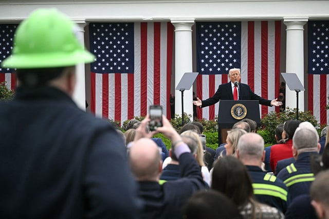 President Donald Trump delivers remarks on reciprocal tariffs during an event in the Rose Garden entitled "Make America Wealthy Again" at the White House in Washington, DC, on Wednesday.