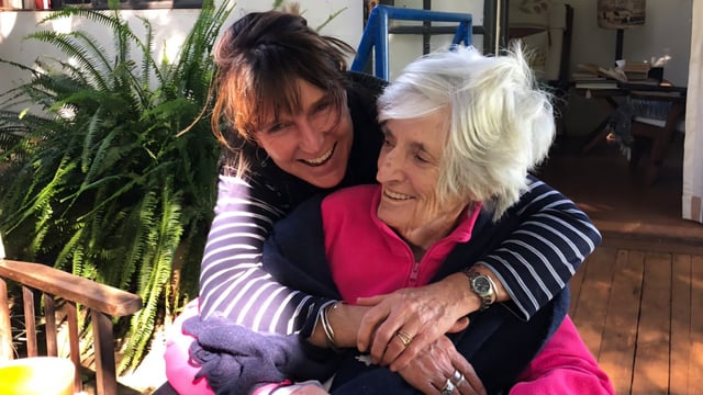 Anthea Rowan with her mother in 2023