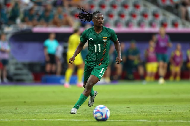 NICE, FRANCE - JULY 28: Barbra Banda of Team Zambia #11  during the Women's group B match between Australia and Zambia during the Olympic Games Paris 2024 at Stade de Nice on July 28, 2024 in Nice, France. (Photo by Marc Atkins/Getty Images)