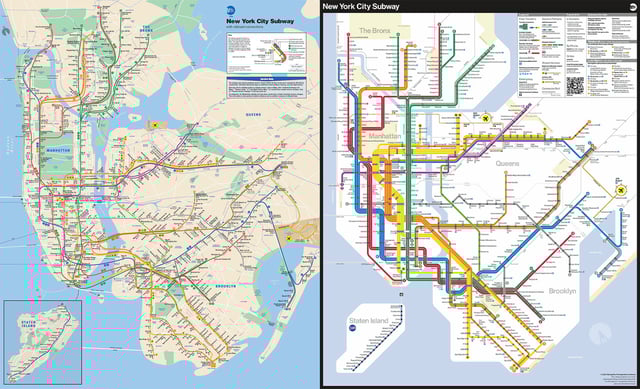 Hertz's 1979 design vs the MTA's new 2025 map. 