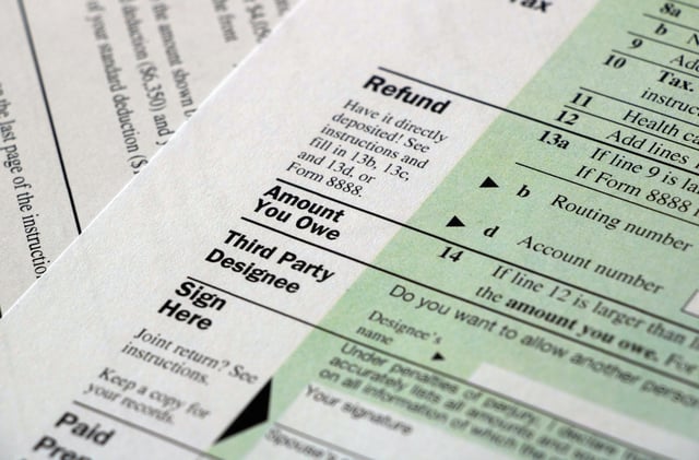 File photo: a portion of the International Revenue Service (IRS) 1040 EZ tax form for 2017.