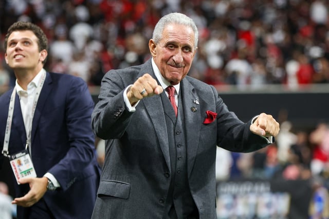 Sep 29, 2024; Atlanta, Georgia, USA; Atlanta Falcons owner Arthur Blank on the sideline against the New Orleans Saints in the fourth quarter at Mercedes-Benz Stadium. Mandatory Credit: Brett Davis-Imagn Images/File Photo