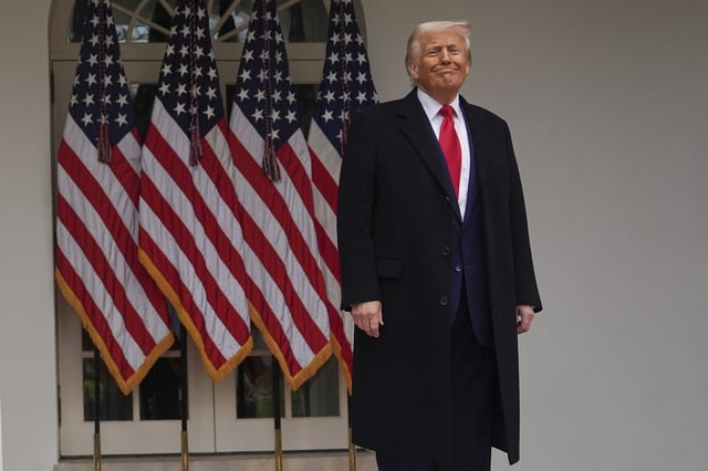 President Donald Trump departs after signing an executive order at an event to announce new tariffs in the Rose Garden of the White House, Wednesday, April 2, 2025, in Washington. (AP Photo/Evan Vucci)