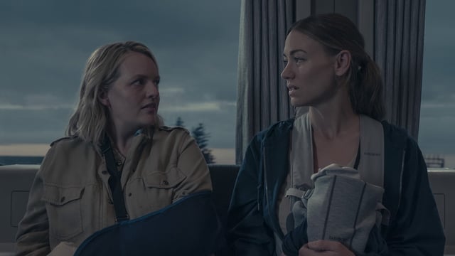 Elisabeth Moss and Yvonne Strahovski in "The Handmaid's Tale." (Disney/Steve Wilkie)