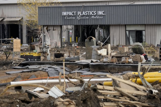 FILE - Impact Plastics Inc. is seen on Nov. 22, 2024, in Erwin, Tenn. Multiple workers died trying to escape flood waters during Hurricane Helene in September. (AP Photo/George Walker IV, File)