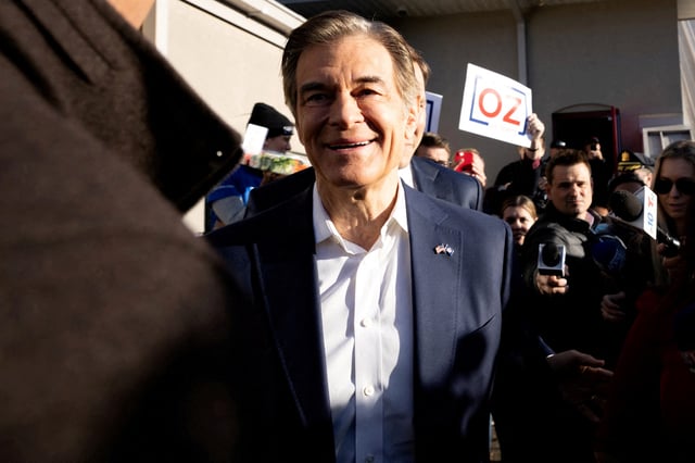 Republican Senate candidate Dr. Mehmet Oz departs from his polling location after voting in the 2022 U.S. midterm election in Bryn Athyn, Pennsylvania, U.S., November 8, 2022.