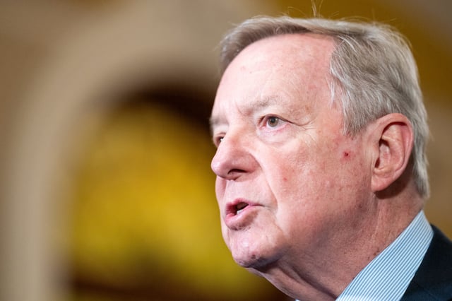 Sen. Richard J. Durbin of Illinois, the top Democrat on the Judiciary Committee, speaks at a news conference last month.