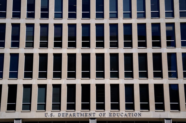 A view shows the U.S.Department of Education building during a Defend Our Schools rally to protest U.S. President Donald Trump's executive order to shut down the department, in Washington, D.C., U.S., March 21, 2025. REUTERS/Kent Nishimura/File Photo
