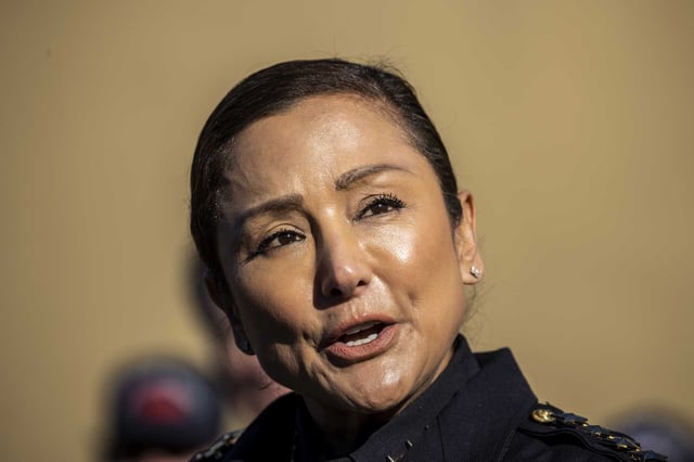 San Mateo County Sheriff Christina Corpus in a file photo from Jan. 24, 2023. 