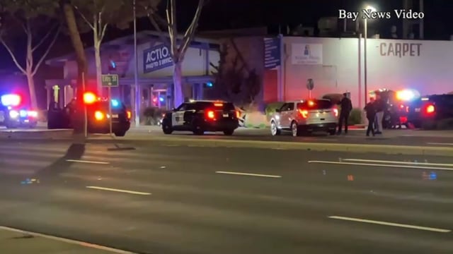 Concord authorities respond to a scene of an oddicer shooting Thursday night. (April 3, 2025)