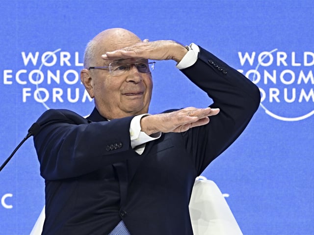 DAVOS, SWITZERLAND - JANUARY 21: Klaus Schwab, executive chairman of the World Economic Forum attends the World Economic Forum (WEF) annual meeting in Davos, Switzerland on January 21, 2025. (Photo by Halil Sagirkaya/Anadolu via Getty Images)