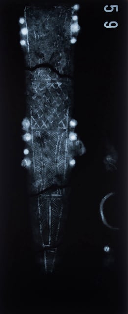 An X-ray of the dagger showed Roman-style designs on the scabbard.