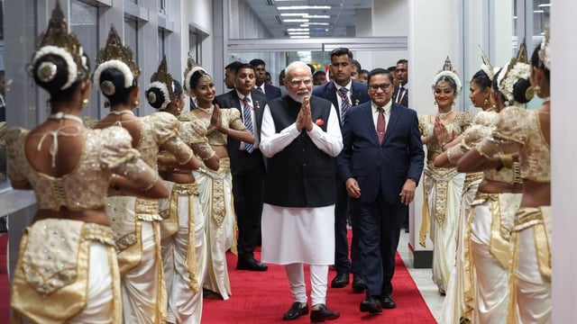 Prime Minister Narendra Modi at the Colombo Airport.