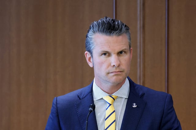 Pete Hegseth, US secretary of defense, attends a joint news conference with Gen Nakatani, Japan's defense minister, not photographed, at the Ministry of Defense in Tokyo, Japan, on Sunday, March 30, 2025.  Kiyoshi Ota/Pool via REUTERS/File Photo