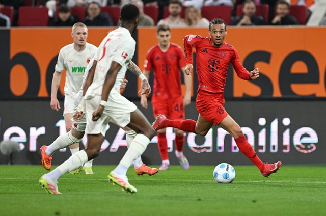 Soccer Football - Bundesliga - FC Augsburg v Bayern Munich - WWK Arena, Augsburg, Germany - April 4, 2025 Bayern Munich's Leroy Sane in action REUTERS/Angelika Warmuth