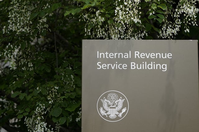 FILE - A sign for the Internal Revenue Service building in Washington, on May 4, 2021. (AP Photo/Patrick Semansky, File)
