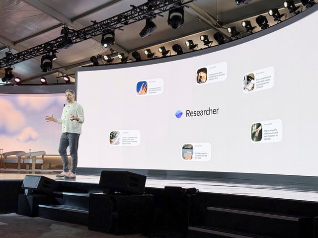 Microsoft AI CEO Mustafa Suleyman speaks at the company's 50th anniversary celebration in Redmond, Washington, U.S., April 4, 2025. REUTERS/Jeffrey Dastin
