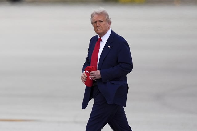 President Donald Trump arrives at Miami International Airport, Thursday, April 3, 2025, in Miami.