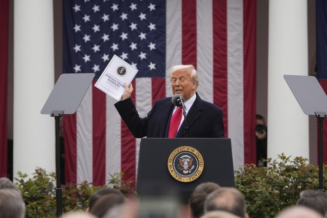 Donald Trump delivers remarks on tariffs in the Rose Garden (Photo: AP/Mark Schiefelbein)