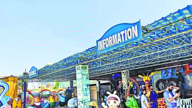 The amusement rides were shut for investigation purposes, but the section with water rides remained open to customers, police and the management of the recreational facility said. (HT Photo)