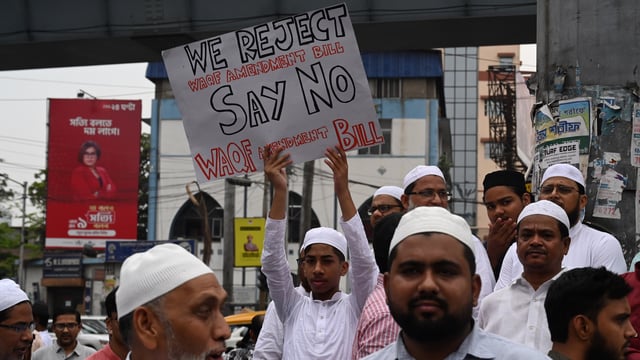 Image for representation: Joint Forum For Waqf Protection stage a protest rally against Waqf Amendment Bill in Kolkata, India, on Friday, April 4, 2025. 