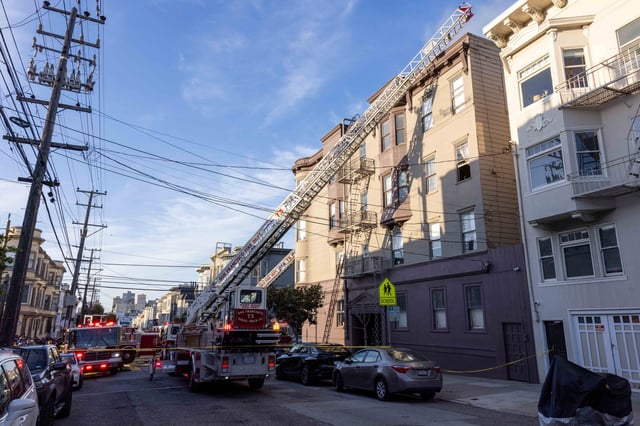 Three people were wounded in a four-alarm fire in Nob Hill on Saturday evening, April 5, 2025.