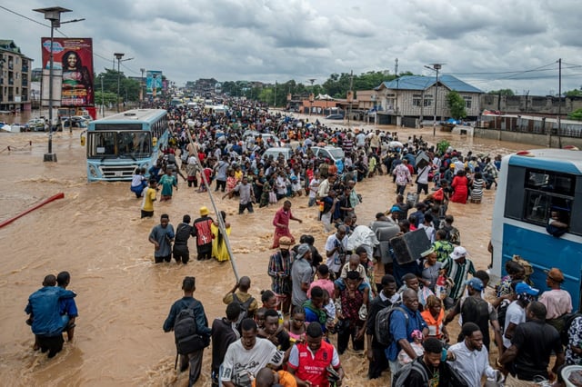 The flooding caused mass traffic jams