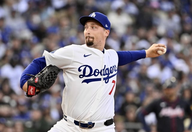 Dodgers starting pitcher Blake Snell throws to the plate during the first inning of their game against the Atlanta Braves on Wednesday, April 2, 2025, at Dodger Stadium. (Photo by Keith Birmingham, Orange County Register/SCNG)