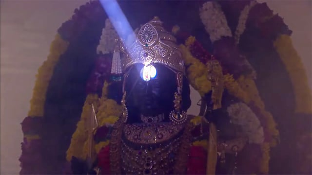 'Surya Tilak’ illuminates Ram Lalla’s forehead on the occasion of Ram Navami at the Ram Janmabhoomi Temple, in Ayodhya on Sunday. (ANI)