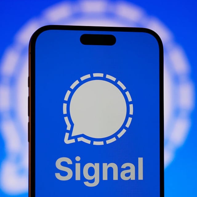 The Signal logo on an iPhone.