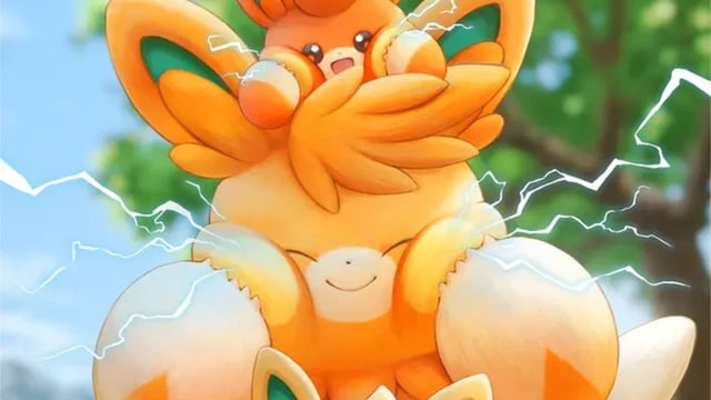 Artwork from the Pawmot Promotional card in Pokémon TCG Pocket.