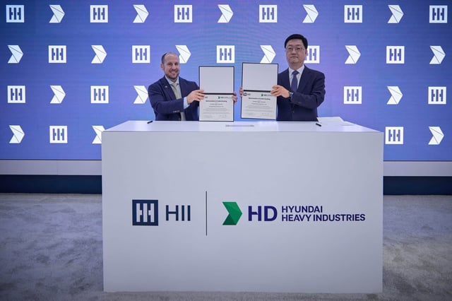 HII and HD Hyundai Heavy Industries, two of the world’s leading shipbuilders across multiple classes of ships, signed a memorandum of understanding (MOU) on Monday, April 7, to explore opportunities to collaborate on accelerating ship production in support of defense and commercial shipbuilding projects. HII picture.