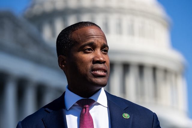 Michigan Rep. John James, pictured here at a news conference outside the Capitol in May 2024, is running for governor.