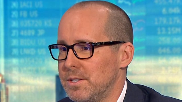 Photo of hedge fund manager Mark Spitznagel, taken at Bloomberg TV studio Feb 7, 2018