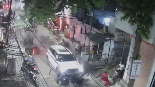 The car crushed several pedestrians and two-wheelers and left.