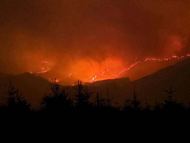 A blaze broke out at Galloway Forest Park in southern Scotland, prompting an &#34;extreme&#34; fire warning (Photo: Galloway Mountain Rescue Team/PA Wire)