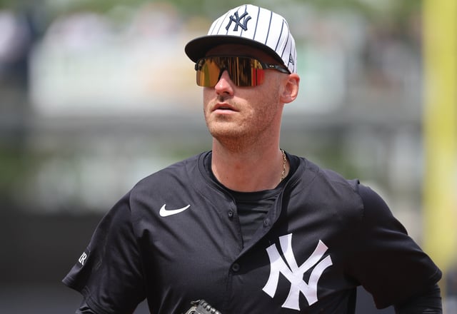 Mar 23, 2025; Tampa, Florida, USA; New York Yankees outfielder Cody Bellinger (35) looks on during the fifth inning against the Tampa Bay Rays at George M. Steinbrenner Field. Mandatory Credit: Kim Klement Neitzel-Imagn Images/ File Photo
