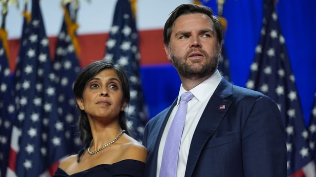 Usha and JD Vance on election night last November