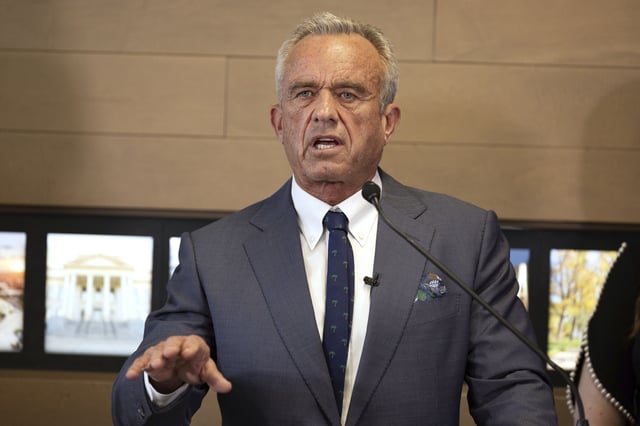 Health and Human Services Secretary Robert F. Kennedy Jr. speaks during a press conference about Utah&#39;s fluoride ban on April 7, 2025, in Salt Lake City, Utah.