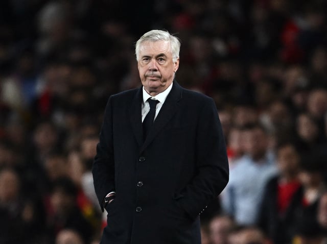 Soccer Football - Champions League - Quarter Final - First Leg - Arsenal v Real Madrid - Emirates Stadium, London, Britain - April 8, 2025 Real Madrid coach Carlo Ancelotti REUTERS/Dylan Martinez