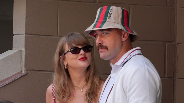 Travis Kelce and Taylor Swift are still together, dismissing breakup rumours. (Photo by TIMOTHY A. CLARY / AFP)