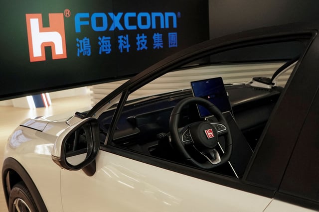 A Foxtron Model C electric vehicle (EV) is displayed during a media tour of Foxconn's new showroom in Taipei, Taiwan August 1, 2024. REUTERS/Angie Teo/File Photo