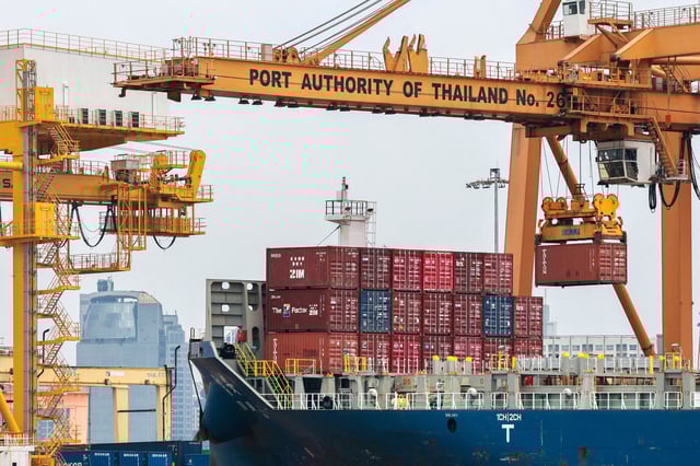 Cargo ships are loaded with containers as it is docked at the port of Bangkok, in Bangkok, Thailand, April 3, 2025. Thailand, with a tariff rate of 37 per cent imposed by U.S. President Donald Trump, is one of six countries in the Southeast Asian region slapped with much higher-than-expected tariffs by the U.S. REUTERS/Athit Perawongmetha/File Photo
