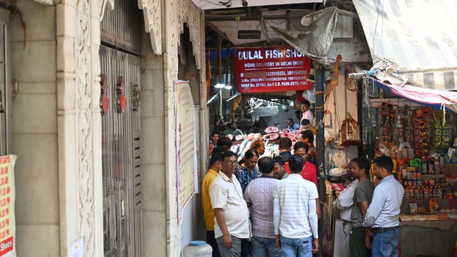CR Park Market 1, adjacent to a temple, in Delhi, India, on Wednesday, April 9, 2025. 