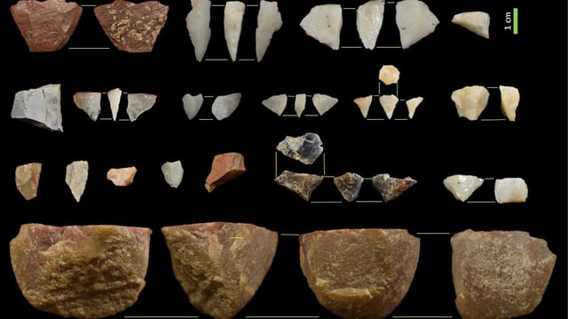 Prehistoric stone tool cores that were made by humans around the end of the last ice age.