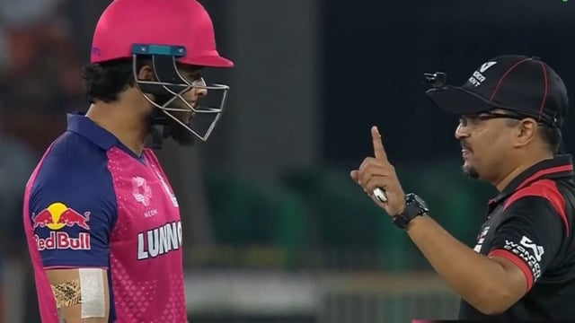 Riyan Parag argued with the umpire after getting dismissed.