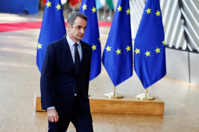 Greek Prime Minister Kyriakos Mitsotakis attends a European Union leaders special summit to discuss Ukraine and European defence, in Brussels, Belgium March 6, 2025. REUTERS/Stephanie Lecocq