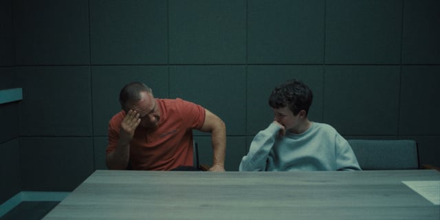Adolescence. (L to R) Stephen Graham as Eddie Miller, Owen Cooper as Jamie Miller, in Adolescence.