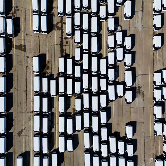 BrightDrop electric delivery vans are parked near General Motors (GM) BrightDrop unit's CAMI EV Assembly, Canada's first full-scale electric vehicle manufacturing plant, in Ingersoll, Ontario, Canada, March 13, 2025. REUTERS/Carlos Osorio